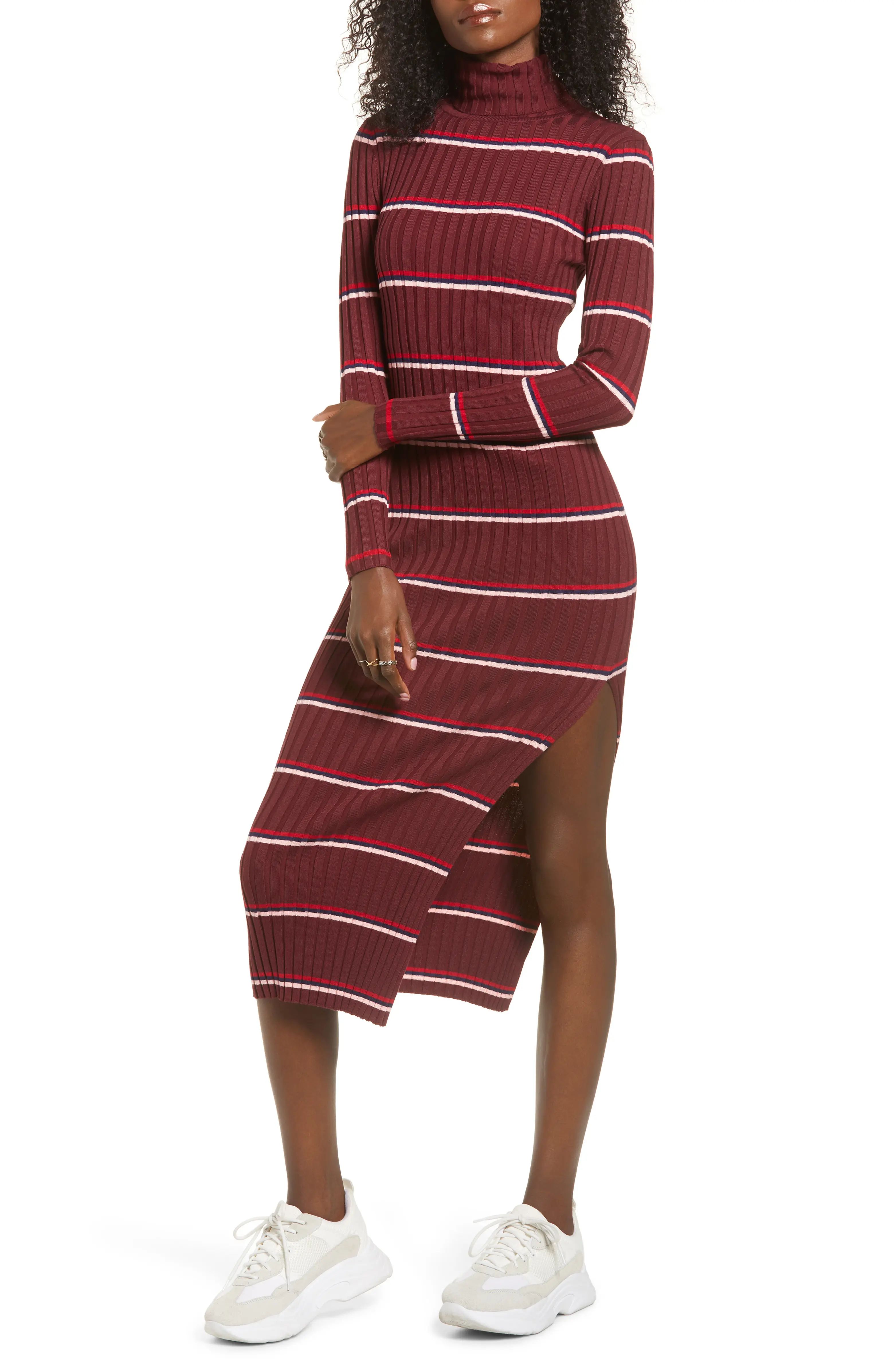 Lola Long Sleeve Stripe Turtleneck Sweater Dress | Nordstrom