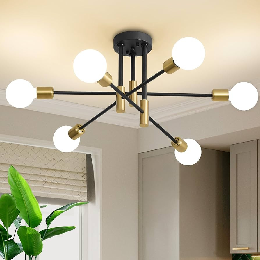 Biewalk Modern Chandelier Ceiling Light Fixture, 6-Light Sputnik Dining Chandeliers 31.18" Gold a... | Amazon (US)