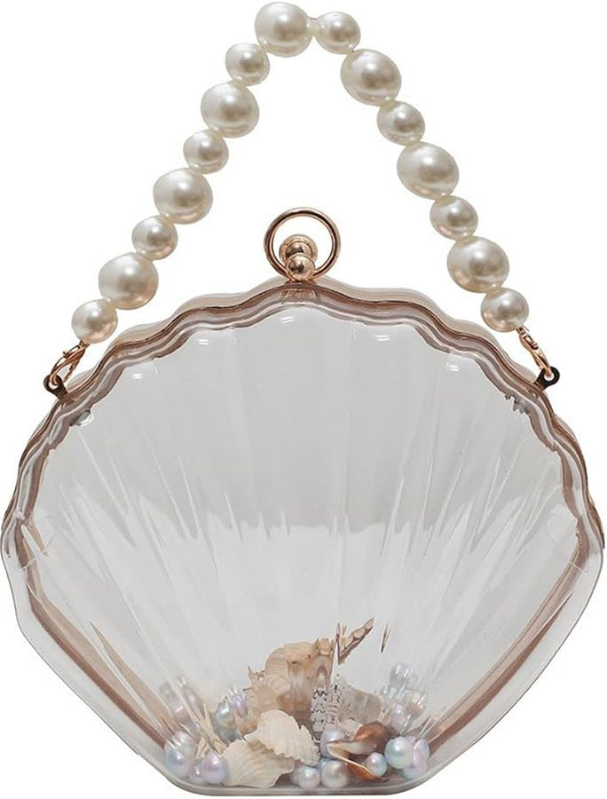 QZUnique Conch Shoulder Handbag Novelty Chain Strap Purse Acrylic Fashion Crossbody Evening Bag C... | Amazon (US)