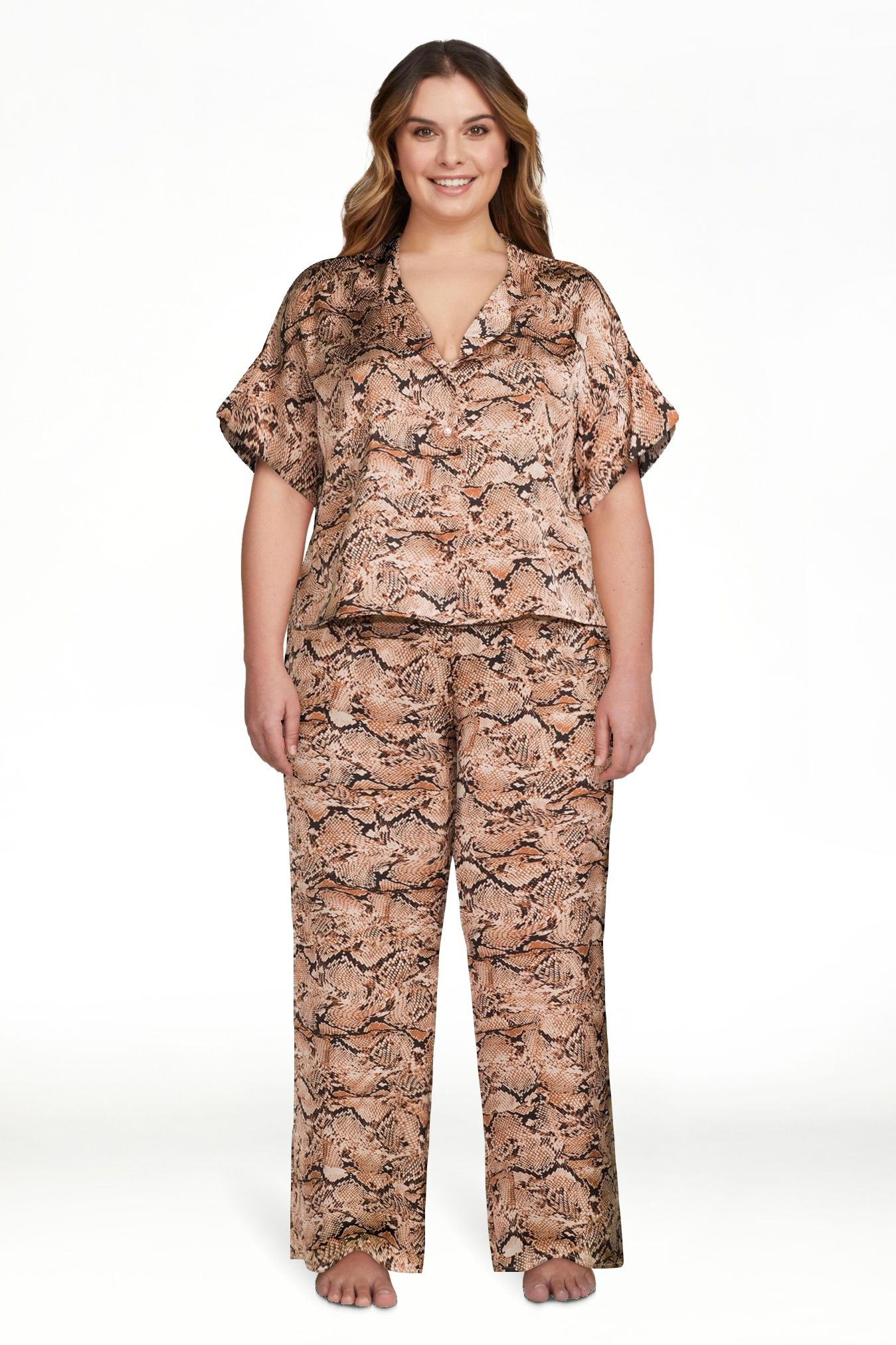 Sofia Intimates Women's Satin Top and Pants Pajama Sleep Set, 2-Piece, Sizes XS-3X | Walmart (US)