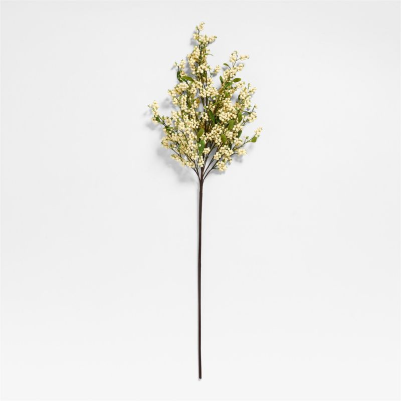 Faux White Berry Stem with Leaves 60" | Crate & Barrel | Crate & Barrel