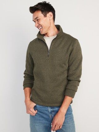 Sweater-Fleece Mock-Neck Quarter-Zip Sweatshirt for Men | Old Navy (US)