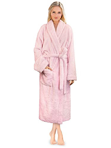 PAVILIA Premium Womens Plush Soft Robe Fluffy, Warm, Fleece Sherpa Shaggy Bathrobe (2XL/3XL, Light Pink) | Amazon (US)