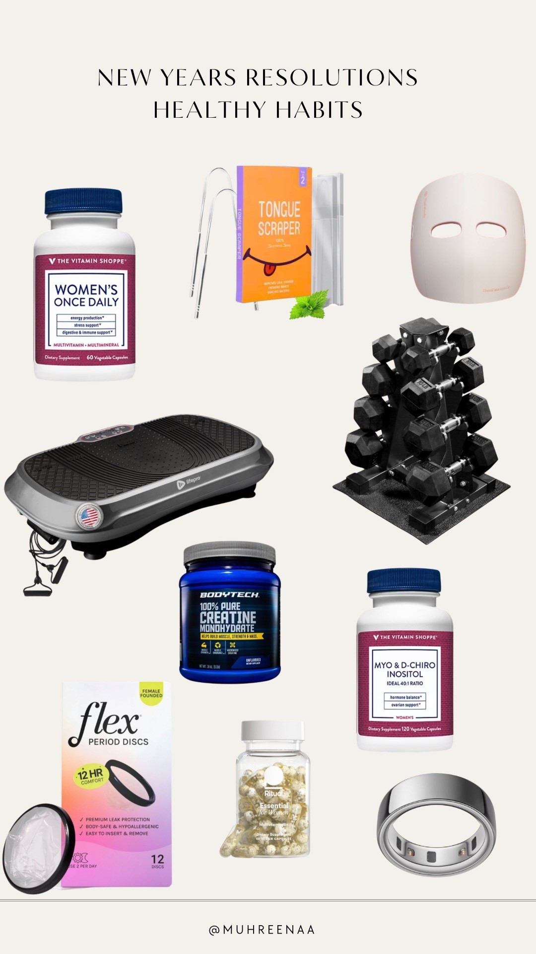 Some of my favorite women’s healthy habits & supplements! Perfect to start before the New Year! Also, I swear by Flex Discs! #womenshealth #newyearsresolution #active #fitness #womenssupplements 

#LTKmorningroutine #LTKfitnessgoals #LTKActive