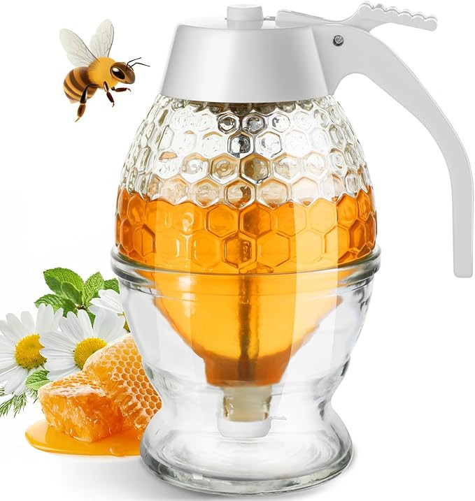 Honey Dispenser, 8oz Honey Dispenser No Drip Glass with Stand, Honey Container & Coffee Syrup Dis... | Amazon (US)