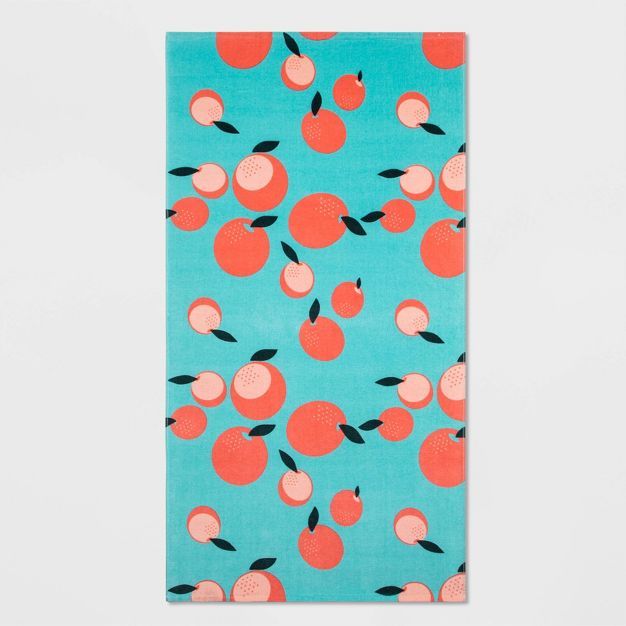 Peach Printed Bath Towel Teal Blue - Sun Squad&#8482; | Target