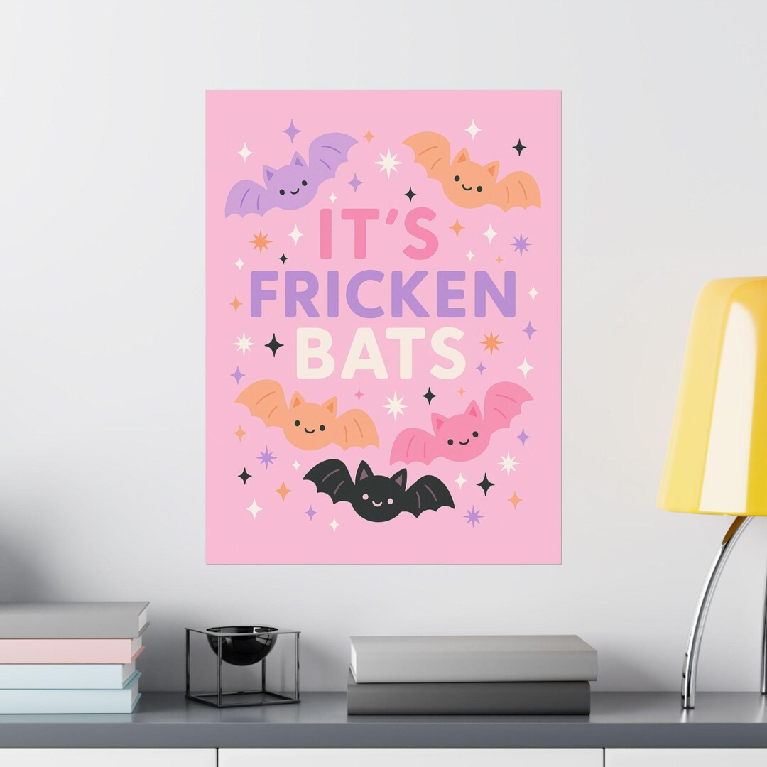 Cute Pastel Halloween Bat Themed Poster, Its Fricken Bats, Halloween Wall Art, Bat Decor, Cute Ha... | Etsy (US)
