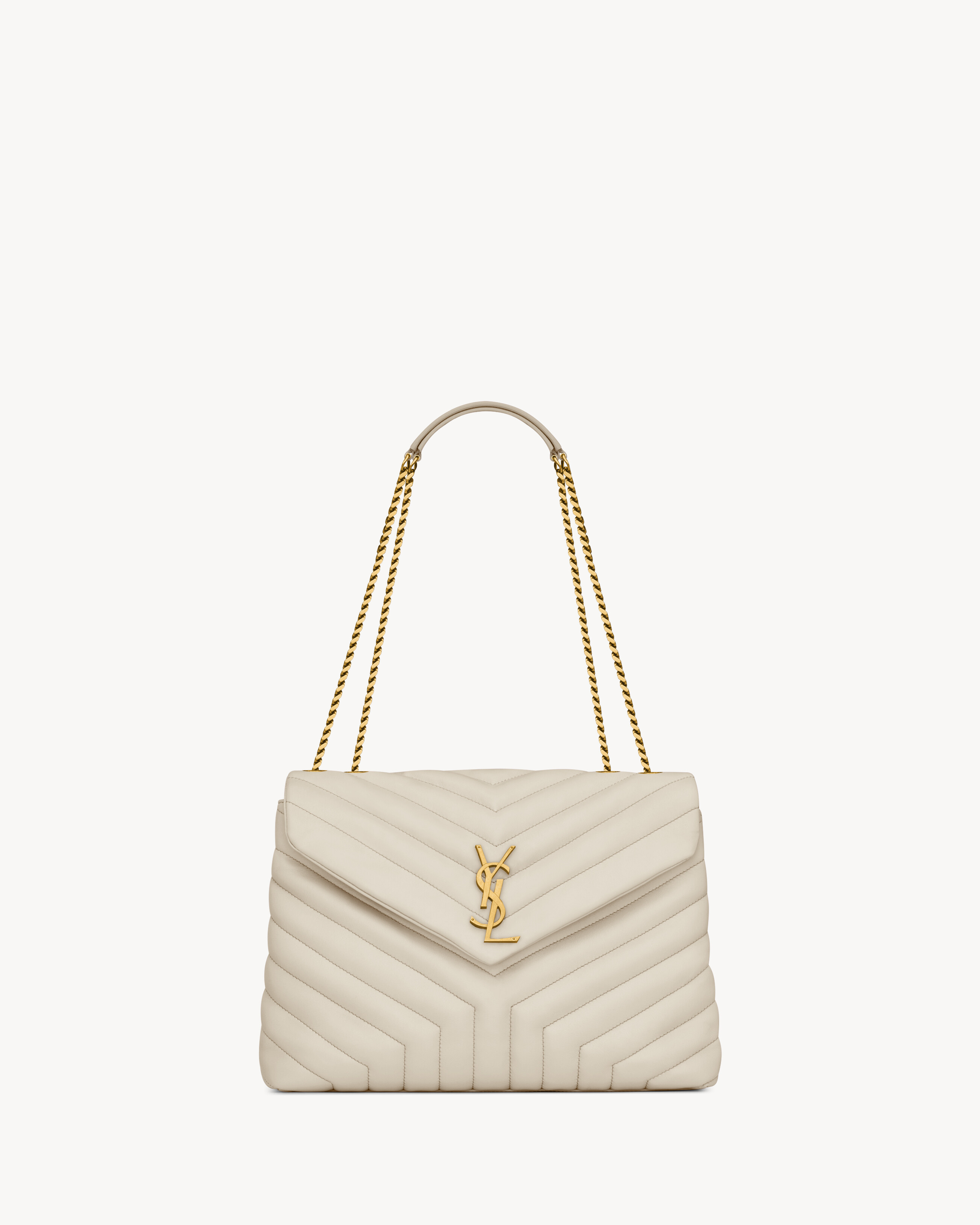 Loulou Medium In Y-Quilted Leather White One Size | Saint Laurent Inc. (Global)