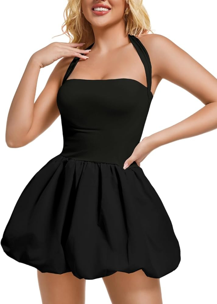 Halter Mini Bubble Dress Short Corset, Coquette | Amazon (US)