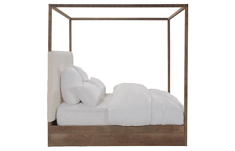 Eastern Canopy Bed, Ivory/Natural Linen | One Kings Lane