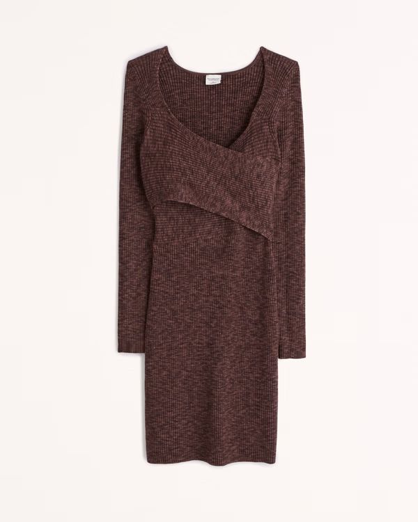 Long-Sleeve Wrap-Front Mini Sweater Dress | Abercrombie & Fitch (US)