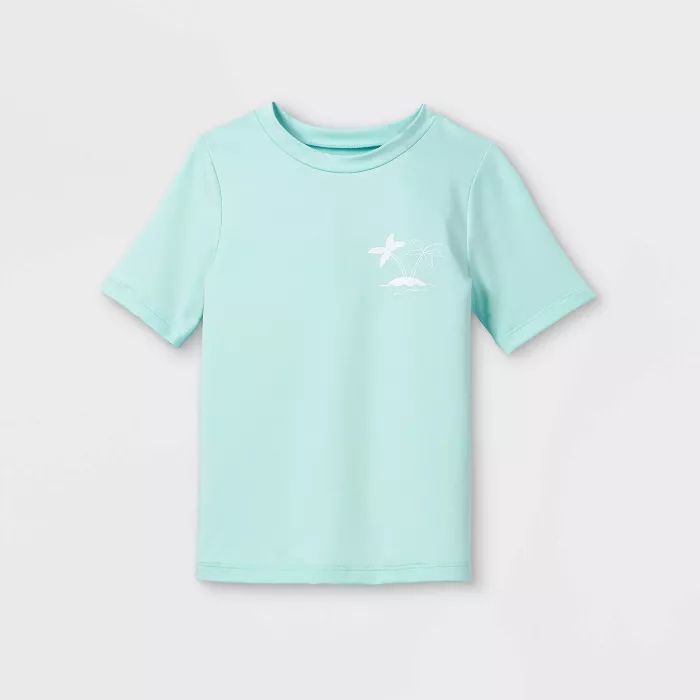 Toddler Boys' Palm Tree Sleeve Rash Guard Swim Shirt - Cat & Jack™ Mint | Target