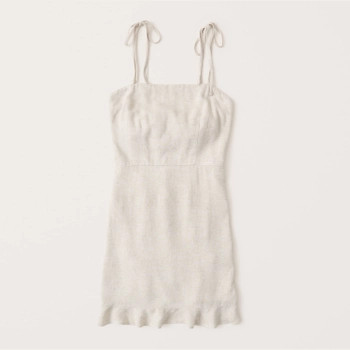 Tie-Strap Ruffle Hem Mini Dress | Abercrombie & Fitch (US)