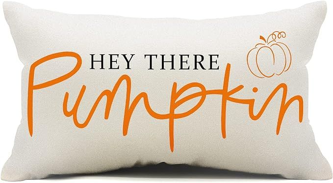 Fall Throw Pillow Cover 12x20 inch Hey There Pumpkin Cushion Cover Autumn Decor Fall Pumpkins Pil... | Amazon (US)