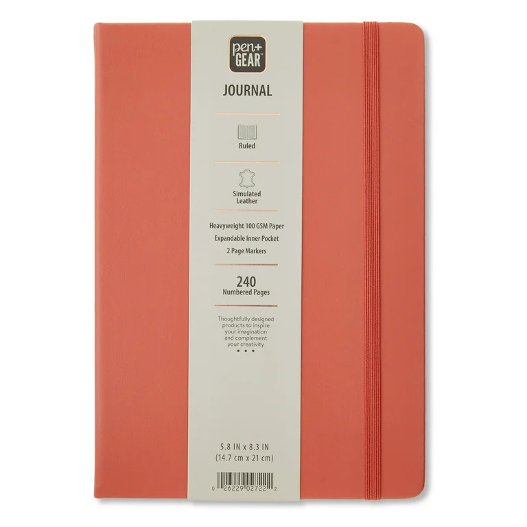 Pen+Gear Simulated Leather Journal, Red, 5.8" x 8.3", 240 Ruled Pages | Walmart (US)