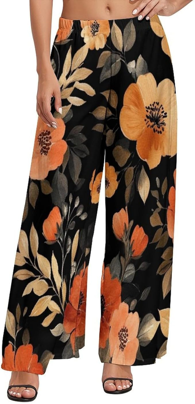 Wide Leg High Waist Pants for Woman Plus Size Flowy Pants Summer Beach Trouser Lightweight Elasti... | Amazon (US)