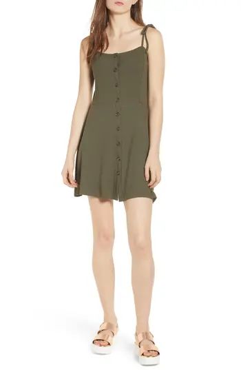 Women's Topshop Button Down Rib Minidress, Size 2 US (fits like 0) - Green | Nordstrom