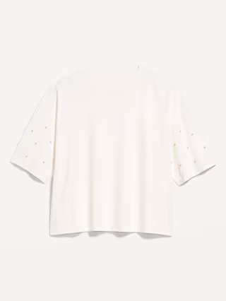 Oversized Crew-Neck Embellished T-Shirt | Old Navy (US)