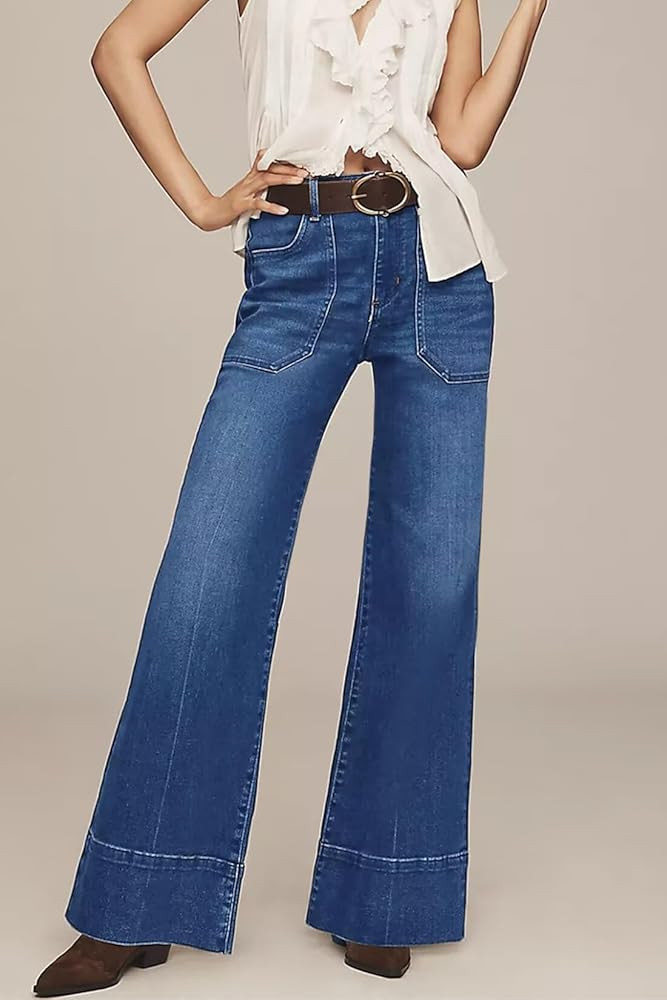 Allimy Women's High Waisted Wide Leg Baggy Front Pockets Jeans – Trendy 2026 Collection | Amazon (US)