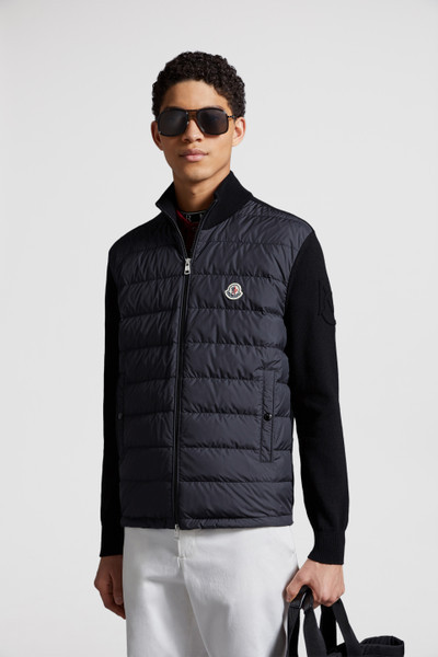 Black Padded Cotton Zip-Up Cardigan - Sweaters & Cardigans for Men | Moncler US | Moncler