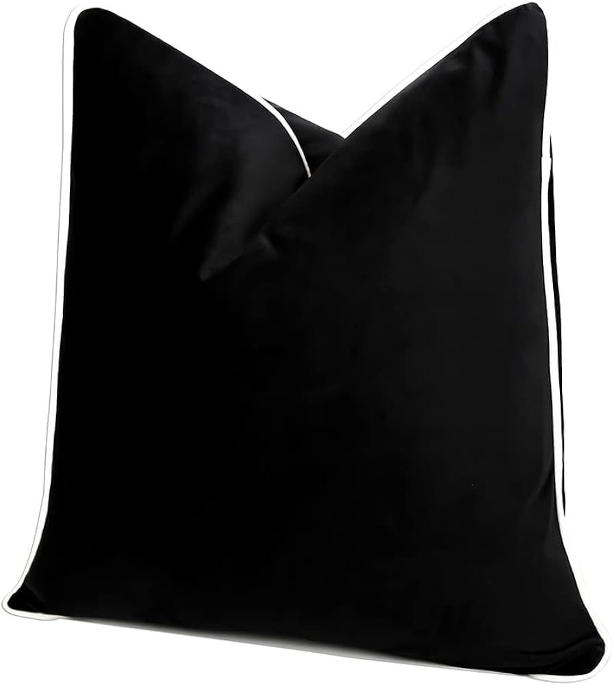 THE-TINOART Solid Black White Velvet Throw Pillow Cover Luxury Euro Cushion Sham Super Soft Velve... | Amazon (US)