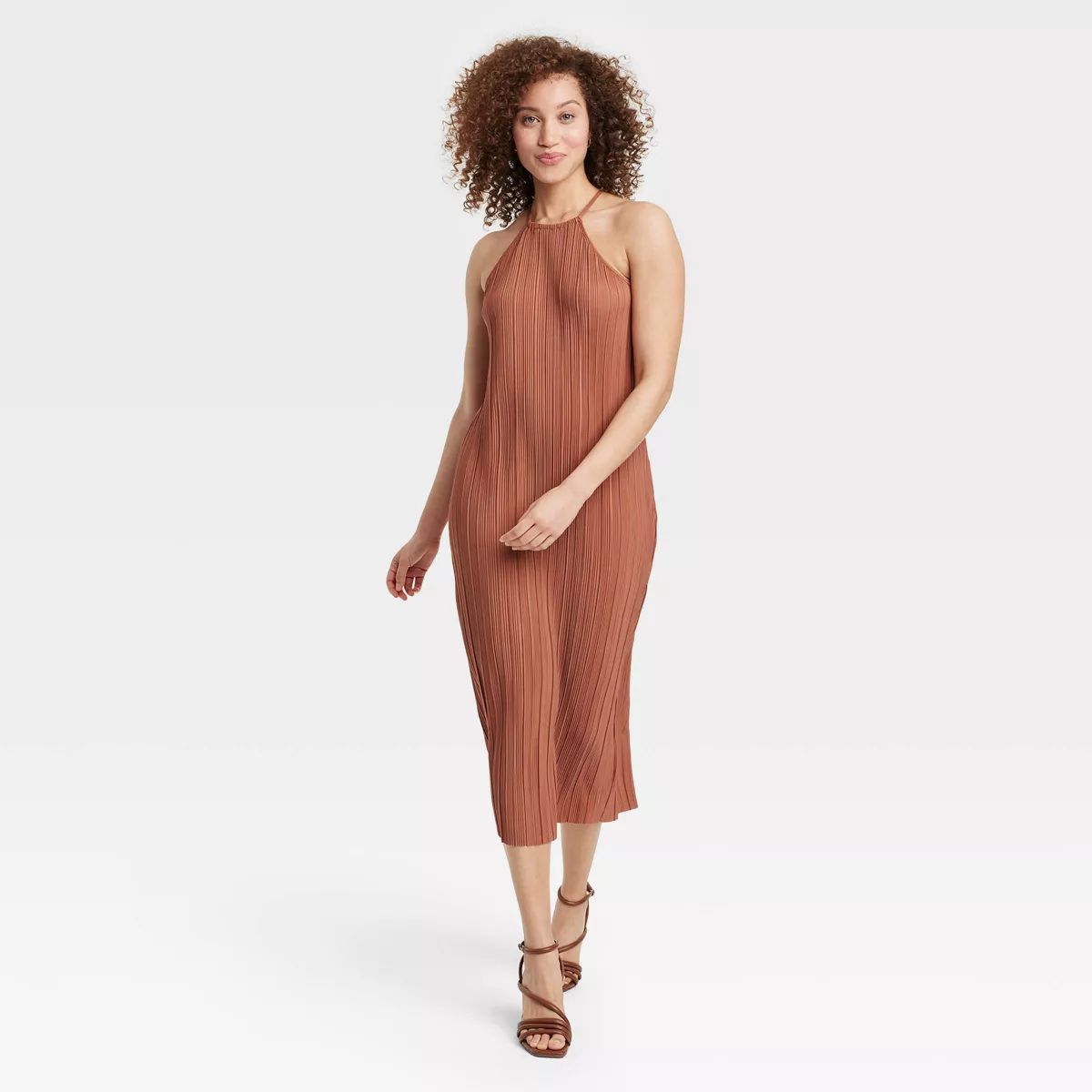 Women's Knit Plisse Midi Shift Dress - A New Day™ | Target