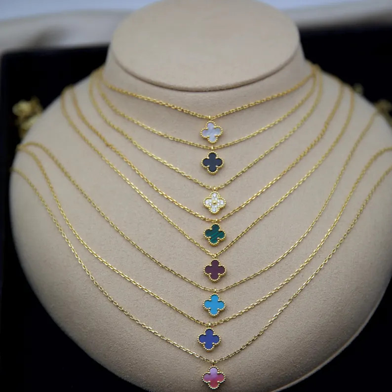 18k Gold Mini Four Leaf Guilloche Clover Necklacesvalentine’s Day Jewellery Gift - Etsy | Etsy (US)