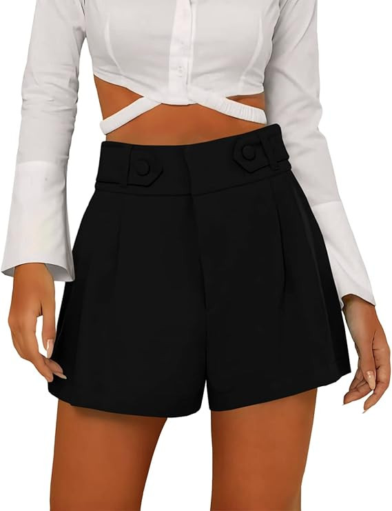 Teurkia Women's Summer Casual Mid Length High Waist Lightweight Loose Short | Amazon (US)