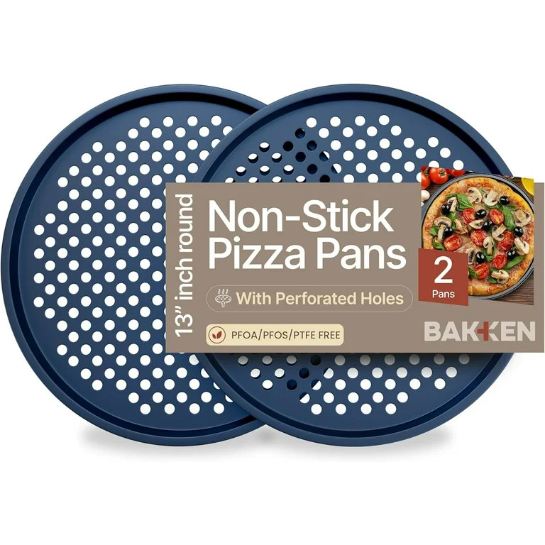 Bakken Pizza Baking Pan - Round Perforated Carbon Steel Pan with Non-Stick Marble Coating, Oversi... | Walmart (US)