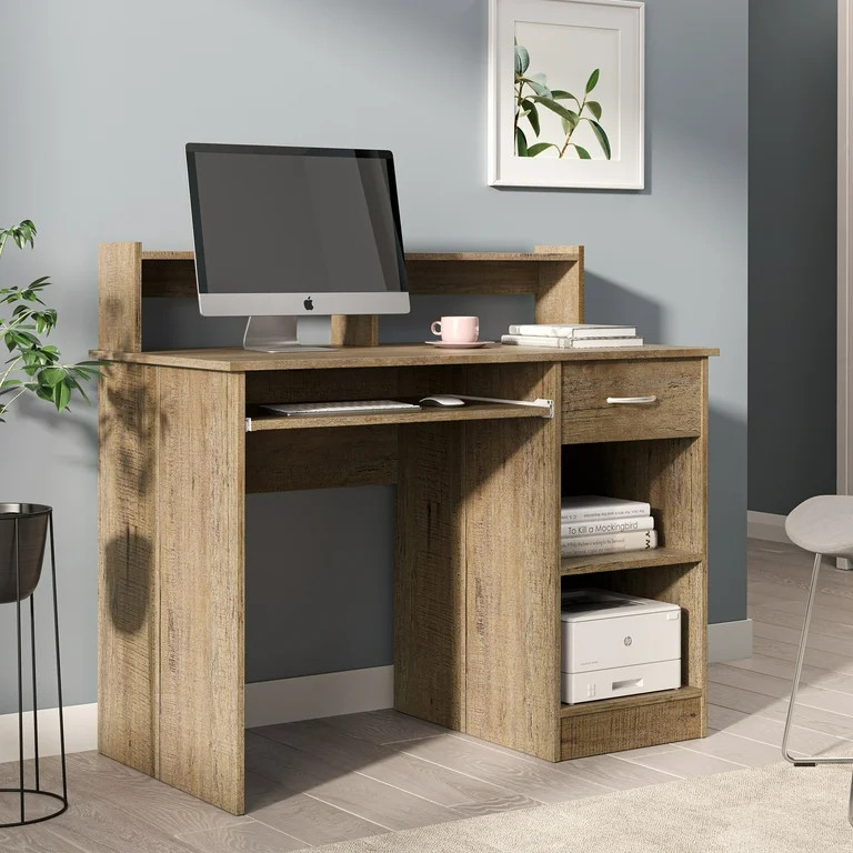 BELLEZE Small Home Office Computer Desk with Hutch - Wren (Wood) | Walmart (US)