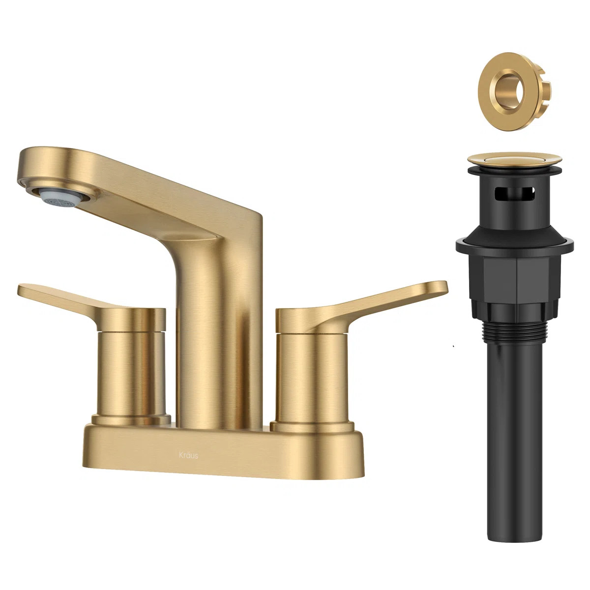 KRAUS Indy Centerset Bathroom Faucet With 2 Handles, Pop Up Drain And Supply Lines FUS-14102SFBB | Wayfair North America
