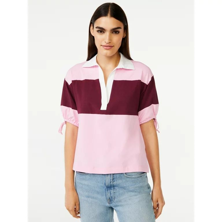 Free Assembly Women's Tie Sleeve Polo Top | Walmart (US)