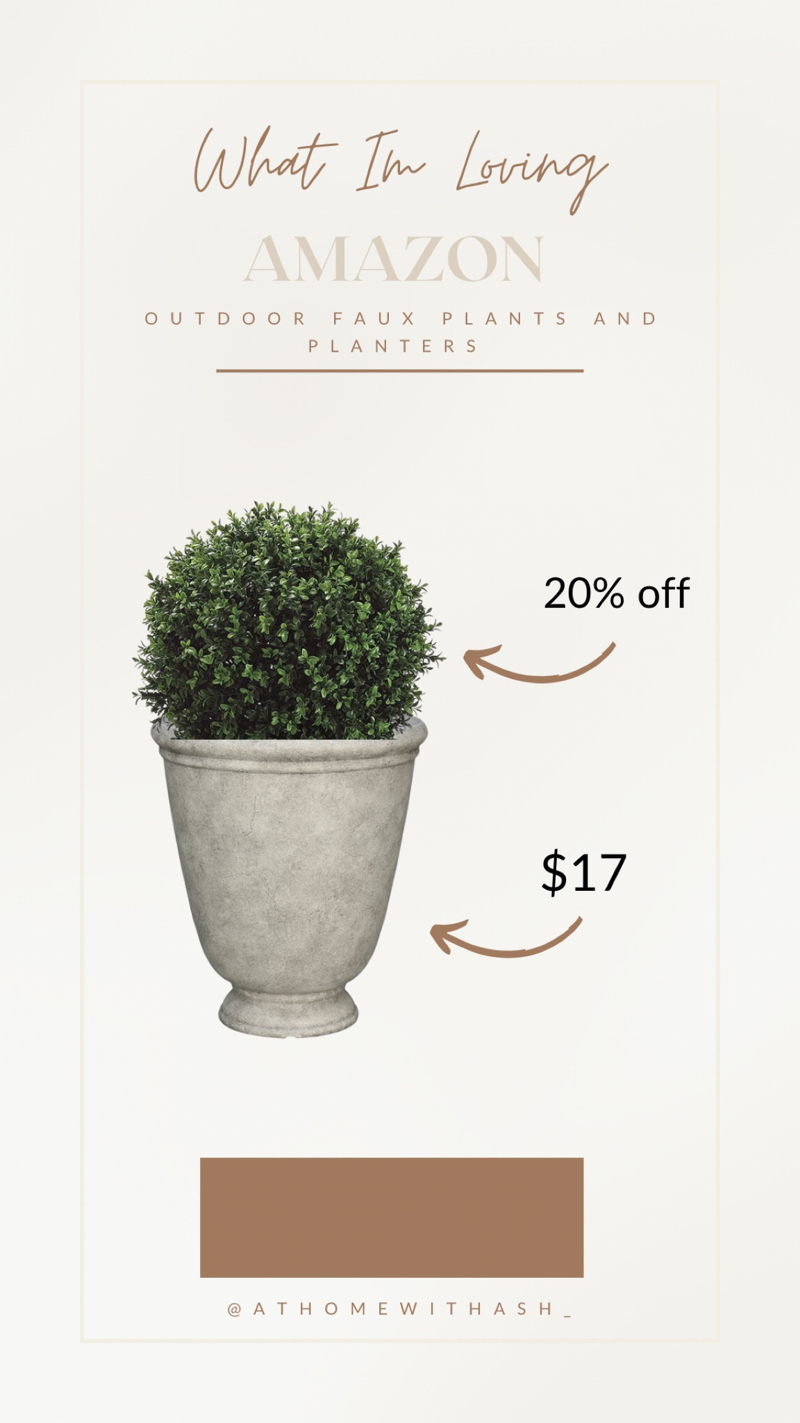 Amazon faux boxwood and $17 Walmart planter! I saw this planter in person and it’s so good!

Outdoor decor
Faux plants
Outdoor planter
Home decor

#LTKunder50 #LTKhome