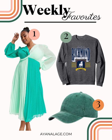 weekly favorites/ favorites in fashion / plus size wedding guest dress / curvy girl outfits / green hat / amazing crew neck / what i’m currently loving / new to fashion 

#LTKstyletip #LTKSeasonal #LTKFind