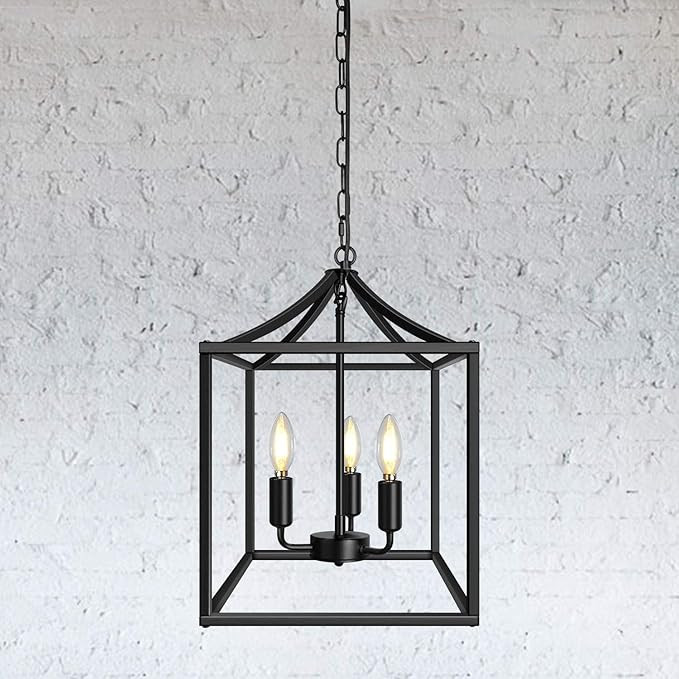 Black Farmhouse Pendant Light , Lantern Cage Chandelier, Industrial Kitchen Light for Foyer, Dini... | Amazon (US)