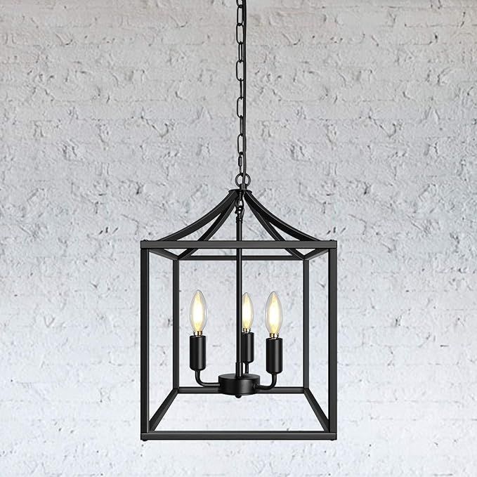 Black Farmhouse Pendant Light , Lantern Cage Chandelier, Industrial Kitchen Light for Foyer, Dini... | Amazon (US)