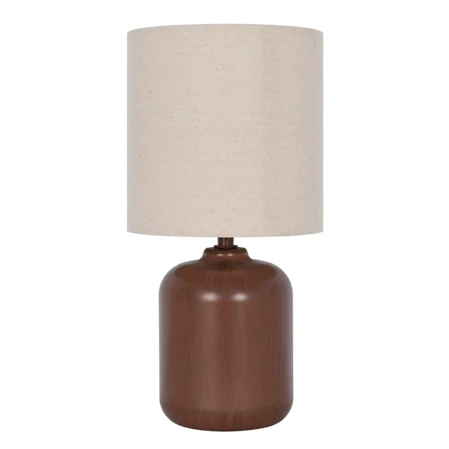 Mainstays 12.75” Traditional Faux Wood Table Lamp with Oatmeal Linen Shade | Walmart (US)