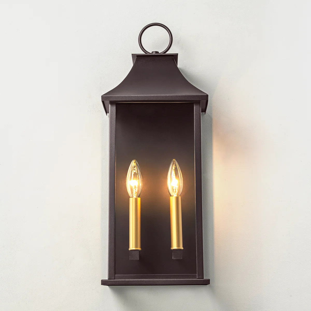 Alletta 2 - Light 21''H Oil Rubbed Bronze and Gold Aluminum Tempered Glass ETL Outdoor Wall Light... | Wayfair North America