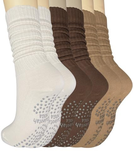 Cute Pilates Socks Slouch Socks with Grip for Yoga Slouchy Grippy Women Scrunch Pilates Non Slip Hospital Barre | Amazon (US)