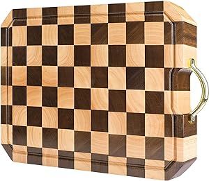 azamine End Grain Cutting Board, Large Walnut/Rubber Wood Cutting Board, with Non-Slip Feet, Juic... | Amazon (US)