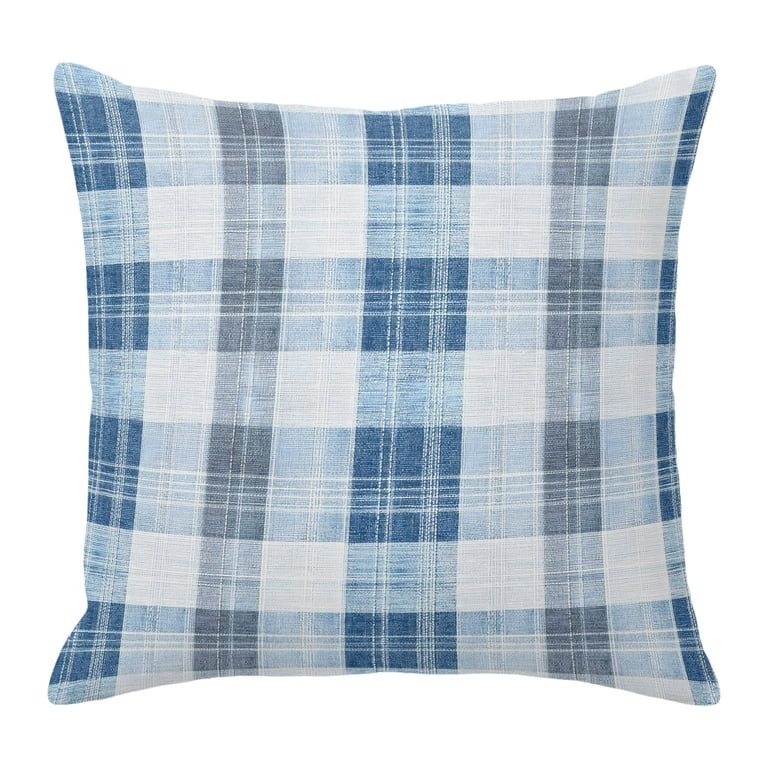 Throw Pillow Covers 18x18 Inch, Blue Checkered Decorative Pillow Cases for Couch Sofa Bed, Farmho... | Walmart (US)