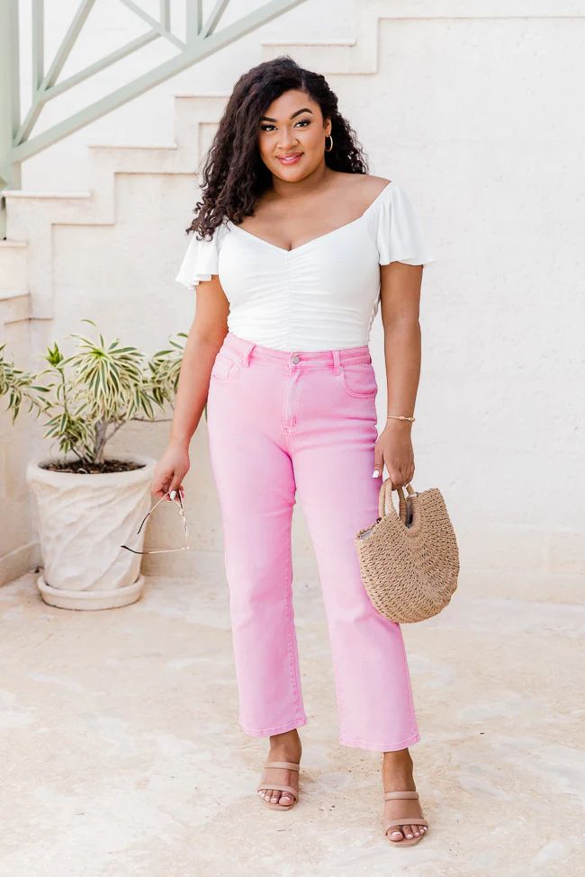 Allie Pink Straight Leg Jeans | Pink Lily