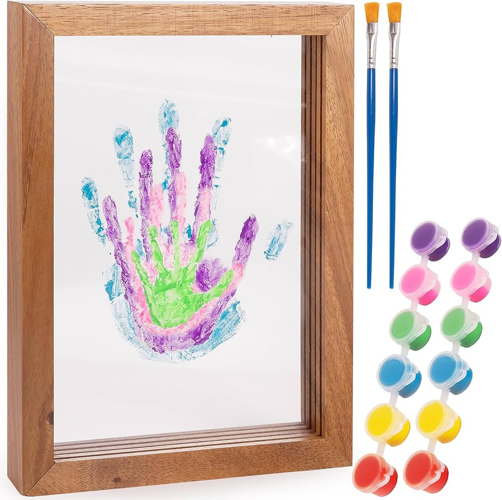 Family Handprint Kit with Magnetic Closure - 4 Acrylic Inserts, 2 Paint Sets, Dry Erase Marker, B... | Amazon (US)