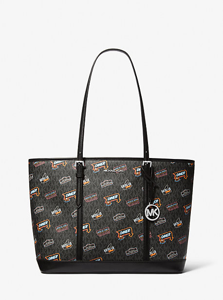 Jet Set Large Printed Signature Logo Tote Bag | Michael Kors US