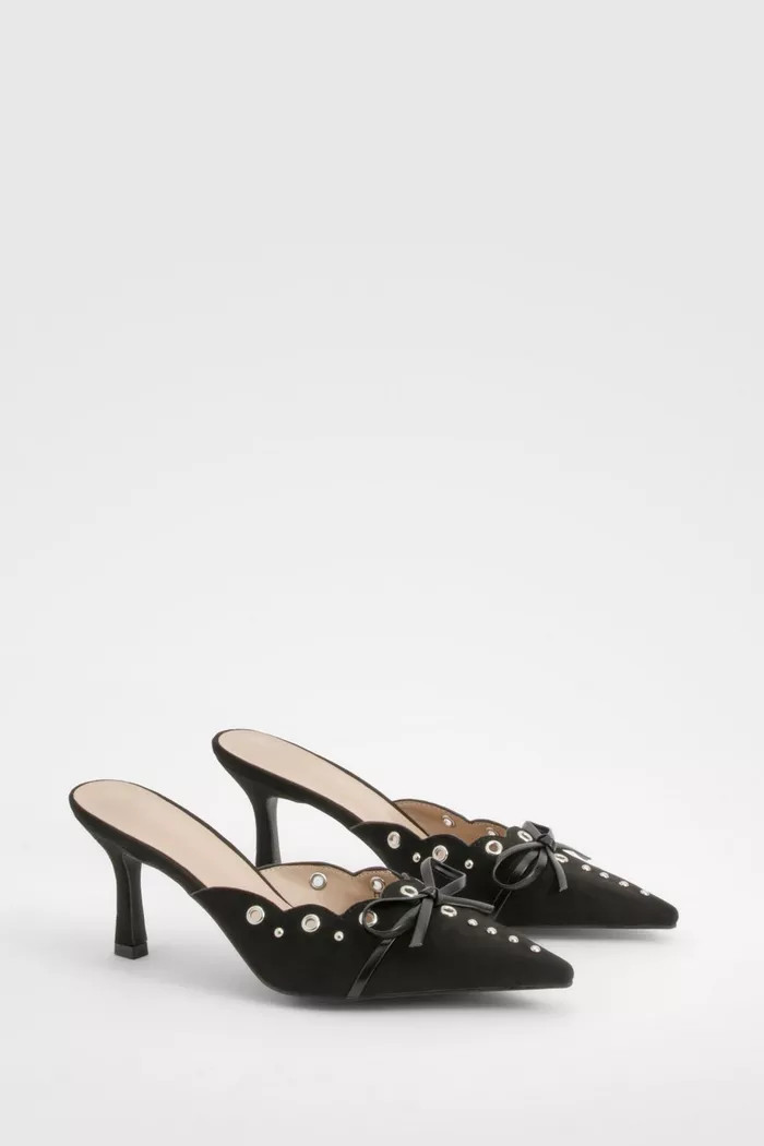 Bow Eyelet Detail Court Shoes | Boohoo.com (UK & IE)