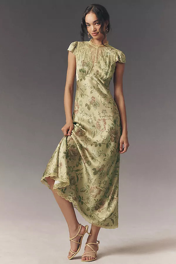 Everly Satin Lace Maxi Dress | Anthropologie (US)