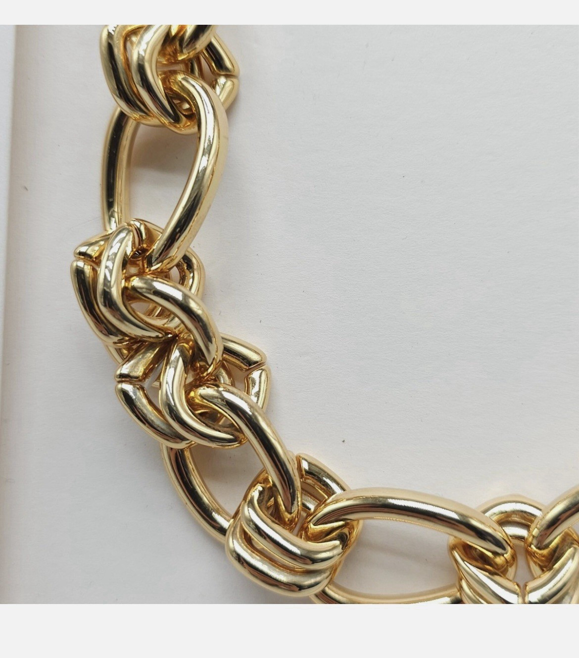 Chunky Gold Tone Interlocking Chain Necklace By Zara | eBay US