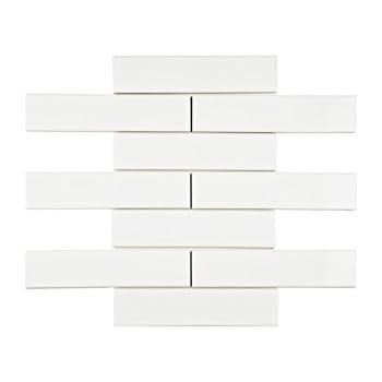 White Porcelain Subway Tile Gloss Finish 2" X 8" ( 88 pieces- Box of 10 Sqft), Wall Tile, Floor T... | Amazon (US)