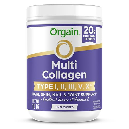 Orgain Hydrolyzed Multi Collagen Powder for Women & Men, 20g Collagen, Supports Hair, Skin, Nail & Joint Health, Type I, II, III, V, X, Vitamin C & Amino Acids, Non-GMO, Unflavored (21 Servings) 15oz | Amazon (US)