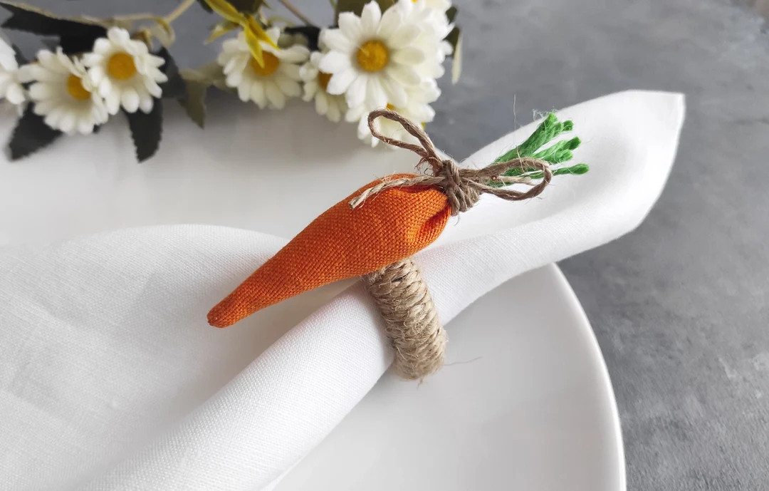 Easter Napkin Rings, Carrot Napkin Ring, Cloth Carrot Napkin Holder, Easter Table Decor, Easter K... | Etsy (US)